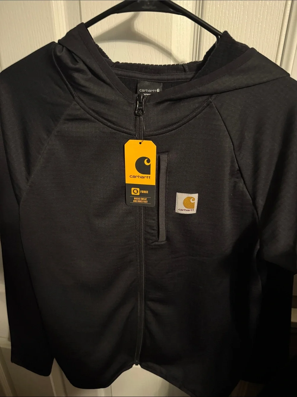Carhartt Kids Black Full-Zip Hoodie with Chest Pocket size L 14/16